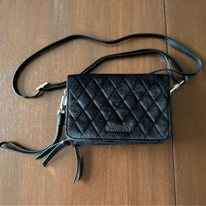 Vera Bradley Quilted Black Velvet Crossbody Wallet